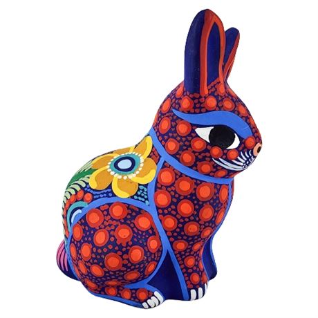 Hand Painted Mexican Alebrije Pottery Rabbit