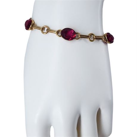 Vintage Gold Filled Paste Faux Rubies Bracelet