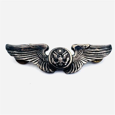 WWII US Air Force Gunner Wings Badge Sterling Silve