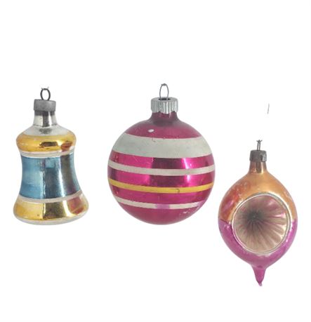 Lot of 3 VTG Mercury Glass Ornaments