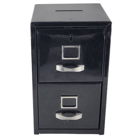 Small Black Metal Cabinet Coin Bank