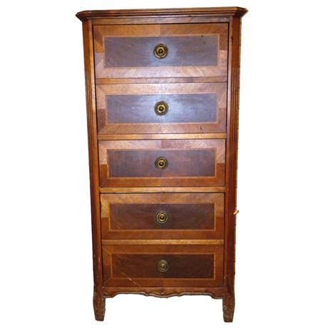 Vintage Bar Cabinet with Dual Storage Compartments & Center Drawer