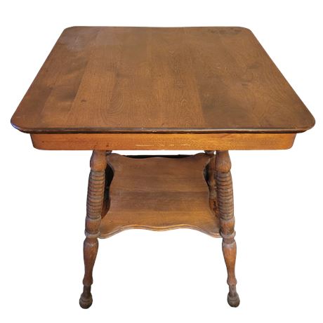 Antique 1920s Oak 2 Tier Parlor Table