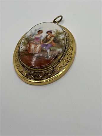 Vintage porcelain pendant locket