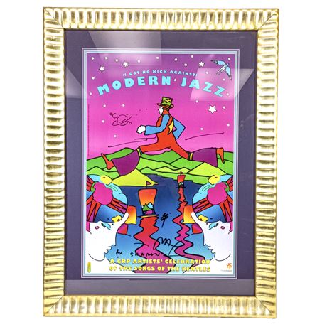 Signed Peter Max "I Got No Kick Against Modern Jazz" Print, 1995 for Beatles