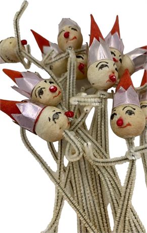 11 NOS Spun Cotton Chenille Pipe Cleaner Holiday Ornament Figures