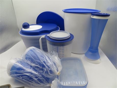 NEW VINTAGE TUPPERWARE SPIN & SAVE SPINNER, MIX & STORE PITCHER