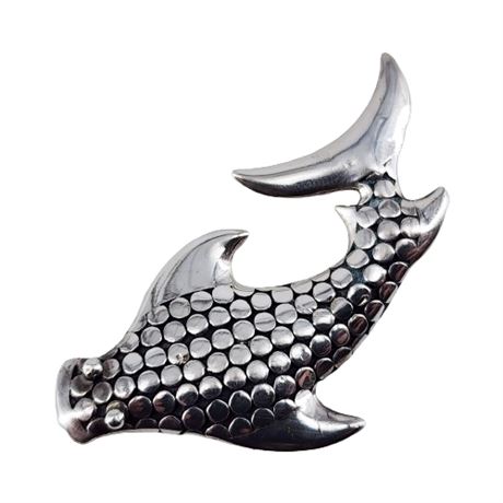 Signed Suarti Sterling Silver Shark Brooch