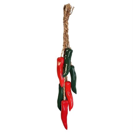 Vintage Ceramic Chili Peppers Decorative Ristra