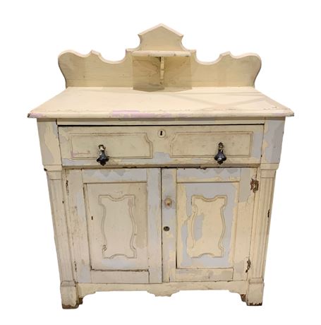 Victorian Cottage Cream Painted Wood Bedside Cabinet