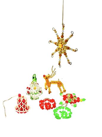 Vtg Bead and Glass Christmas Ornaments (7)