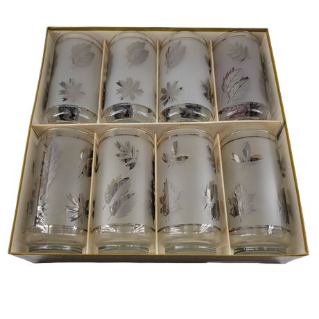 Libbey Frosted Glass Silver Foliage 15 1/2 Oz. Coolers - Set of 8