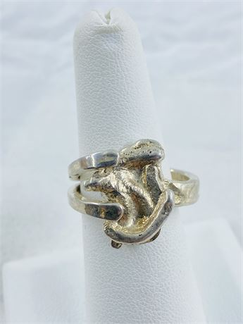 9g Vtg Sterling Bear Ring Size 6