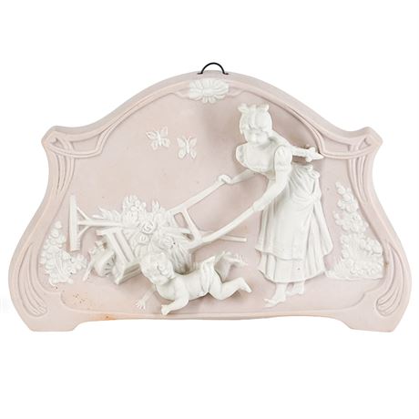Vintage Kalk Bisque Porcelain Relief Wall Plaque