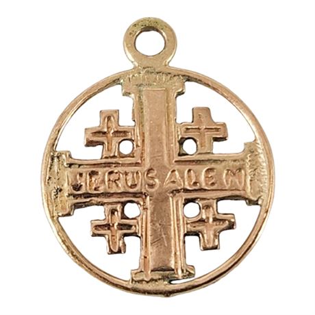 Vintage 18K Gold Jerusalem Cross Charm