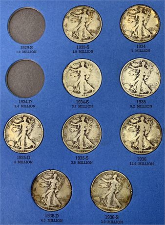 1916-1936 Liberty Standing Half Dollar Coin Collection