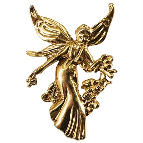 Vintage Gold Tone Faerie Lapel Pin