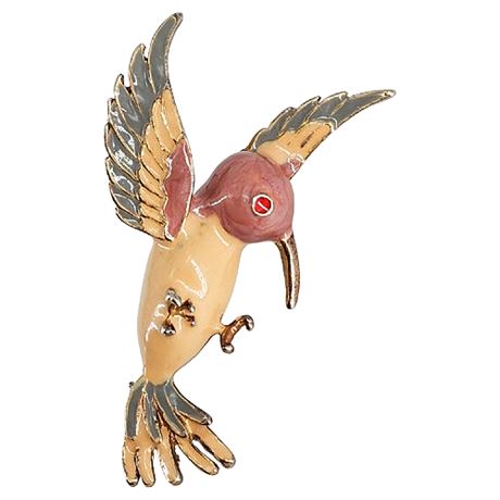 Vintage Enamel Hummingbird Brooch