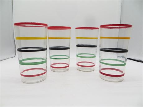 1950's Striped Drinking Glasses