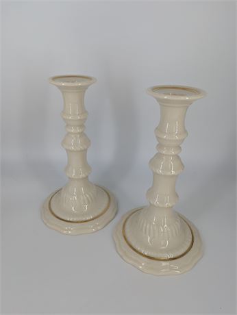 Lenox Cream w/Gold Edges Candlesticks