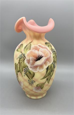 Fenton Large Hand Painted Burmese Vase