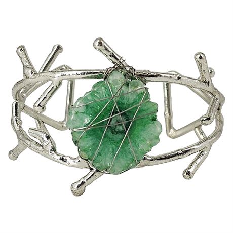 Artisan Made Witchy Solar Quartz Wire Wrap Cuff Bracelet