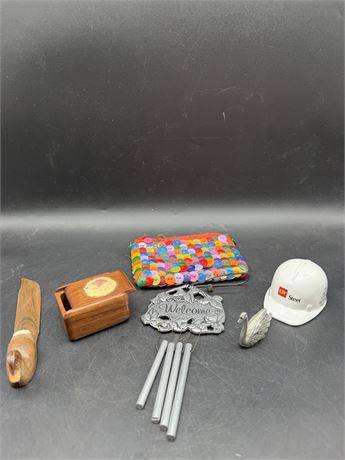 Duck, Letter Opener, Small Wood Box, Button Chinese Purse