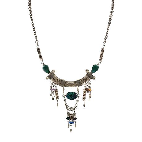 Handcrafted Peruvian Necklace w/ Chrysocolla & Gemstones