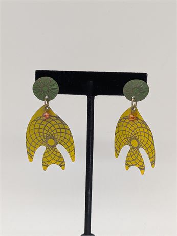 Handmade Artisan Metal Modern Art Design Fish Earrings
