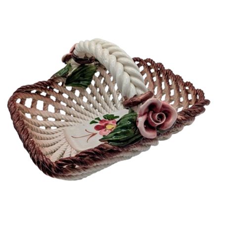 Vintage Capodimonte Lattice Basket