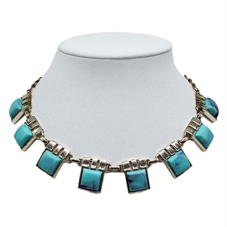 Vintage Faux Turquoise Thermoset Plastic Necklace