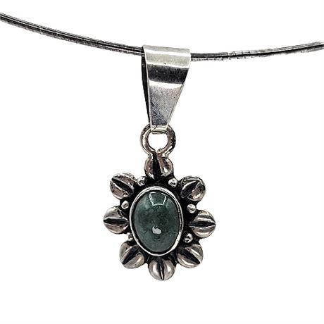 Sterling Silver Gemstone Sunburst Necklace