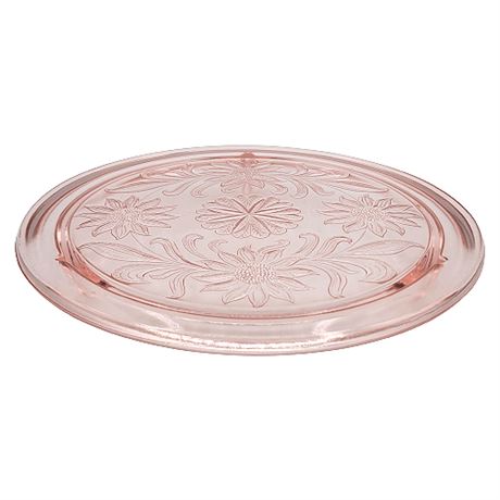 Jeannette Glass Sunflower Pink Footed Cake Plate