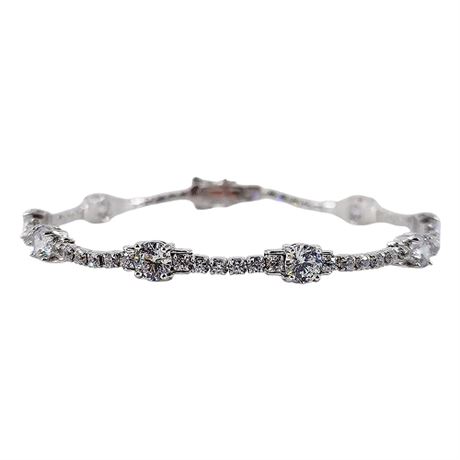 Signed Sterling Silver Rhinestone Tennis Bracelet