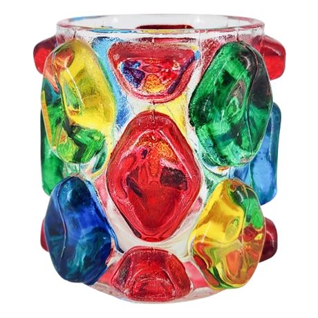 Vintage Bond Ware Colorful Flashed Glass Votive Candle Holder