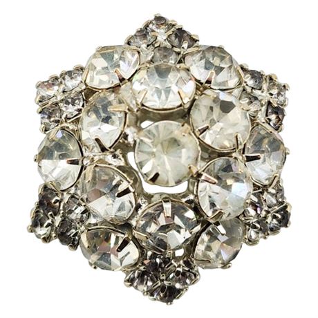 Vintage Prong Set Rhinestone High Domed Brooch