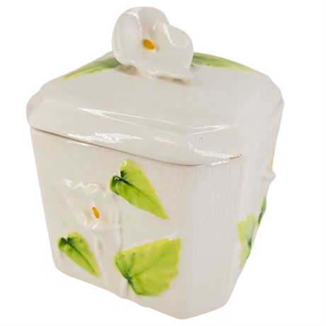 TJ Maxx Calla Lily Ceramic Lidded Jar