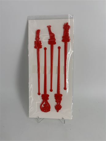 TWA 5 Different Countries Swizzle Sticks