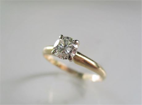14k Yellow Gold 4.6mm DIAMOND Solitaire Engagement Ring Sz 6.25