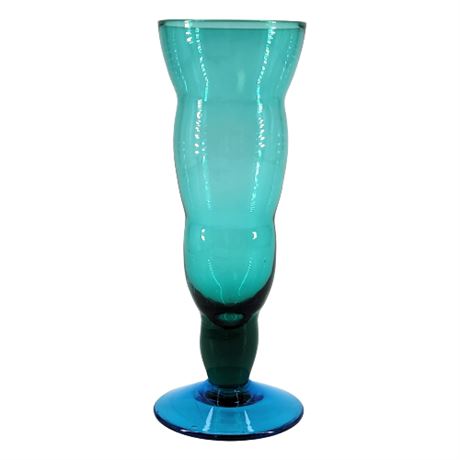 Small Mid-Century Aqua/Blue 5" Glass Bud Vase