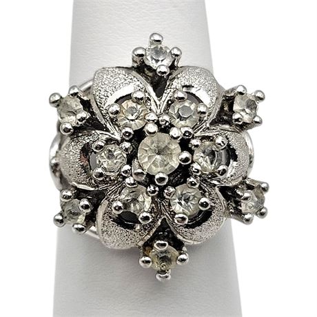 Sterling Silver CZ Cocktail Ring, Sz 4.5