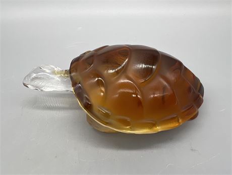 Lalique Signed Amber Turtle
