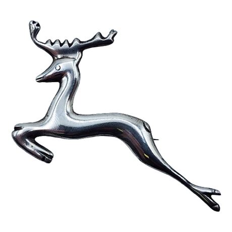 Mexico Silver Reindeer Brooch, Large