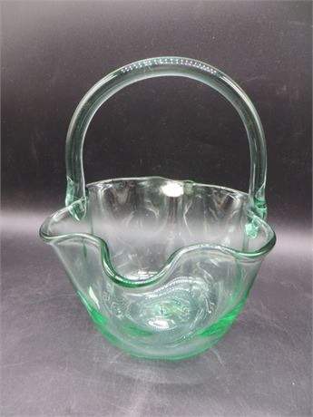 Blenko Green Glass Basket
