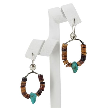 Vintage Native American Beaded Earrings w/ Sterling Hooks