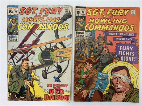 Two 15 cent No 76 & 89 Sgt. Fury Military Marvel Comic Book