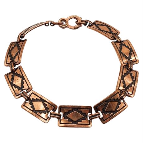 Vintage 9.5" Southwestern Copper Link Bracelet/Anklet