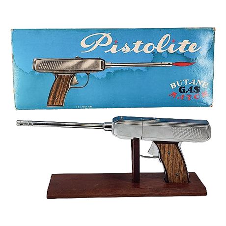 Vintage Pistolite Pistol Grip Butane Lighter, New in Damaged Box