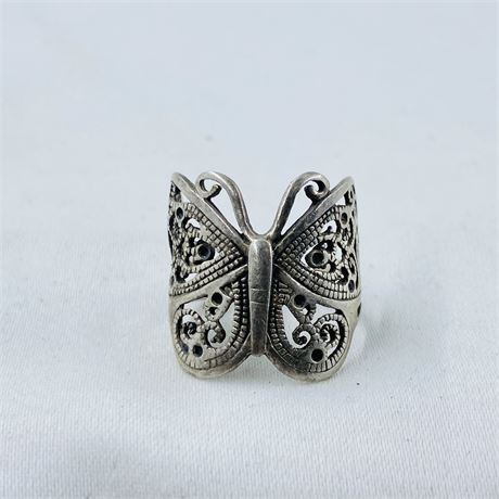4g Vntg Sterling Butterfly Ring Size 7.5