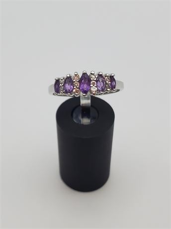 Sterling Amethyst Channel Ring 3.2 Grams (size 11)